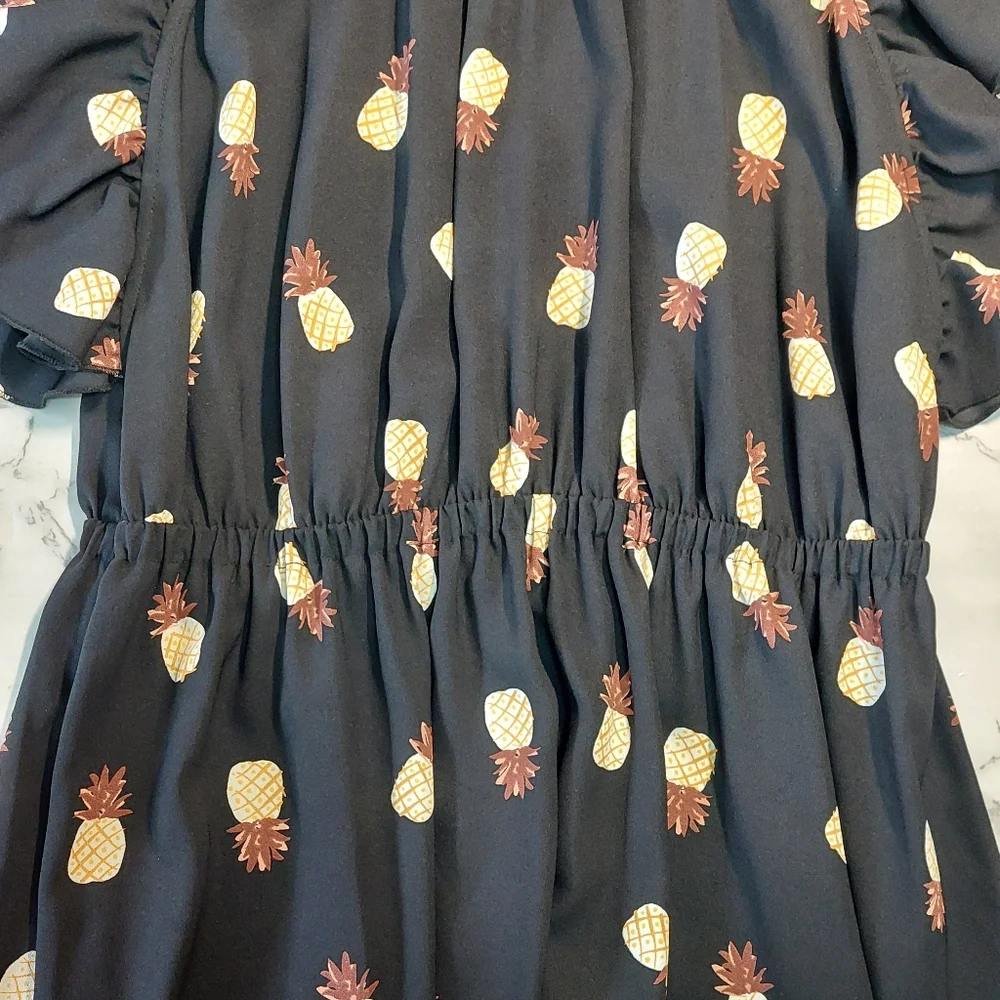Kate Spade Pineapple Ruffle Sleeve Mini Dress, Size S